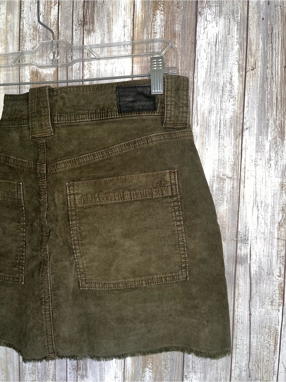 NWT American Eagle Corduroy Utility Mini Skirt Olive Green NWT Size 6 - Picture 5 of 6